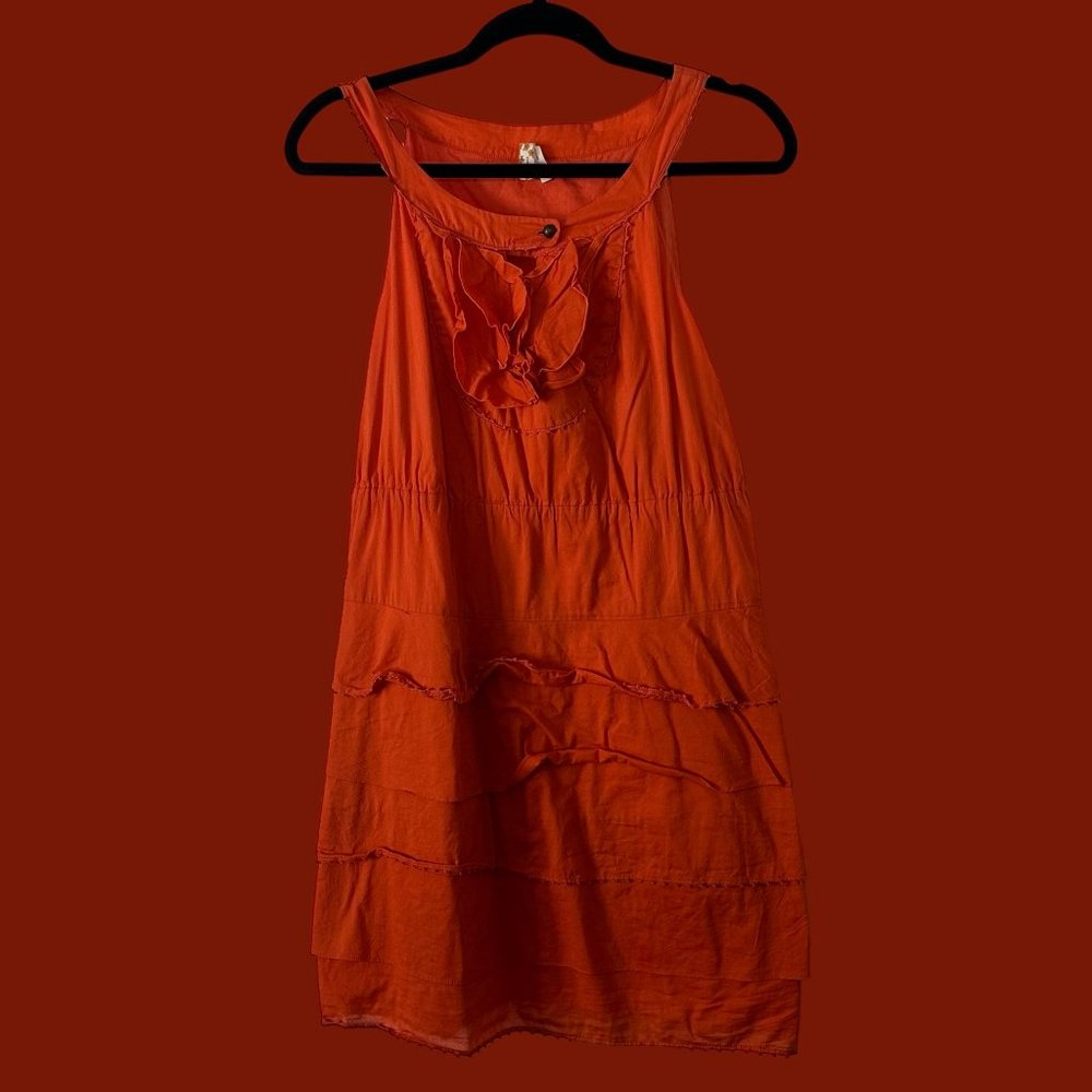 Anthropologie Maeve Ruffle Placket Tiered Party Dress Sz 8